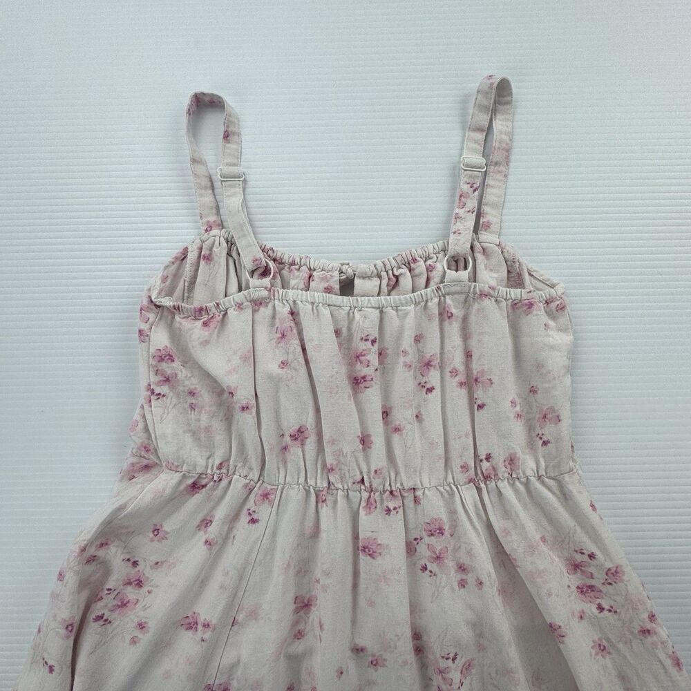 Sim & Sam Floral Linen Blend Maxi Dress Womens M Pink Cottagecore Prairie - Picture 5 of 9